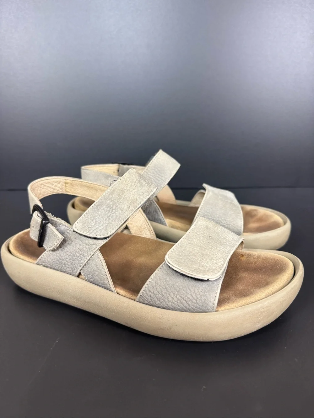 Wolky strap Women's Comfort Brown Leather Sandals wide footbed